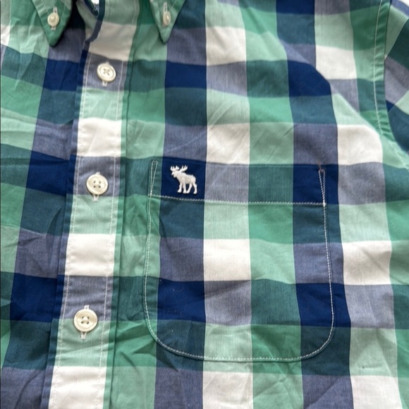 Abercrombie & Fitch Size S Green and Blue Plaid Casual Shirt Long Sleeve - Picture 6 of 7